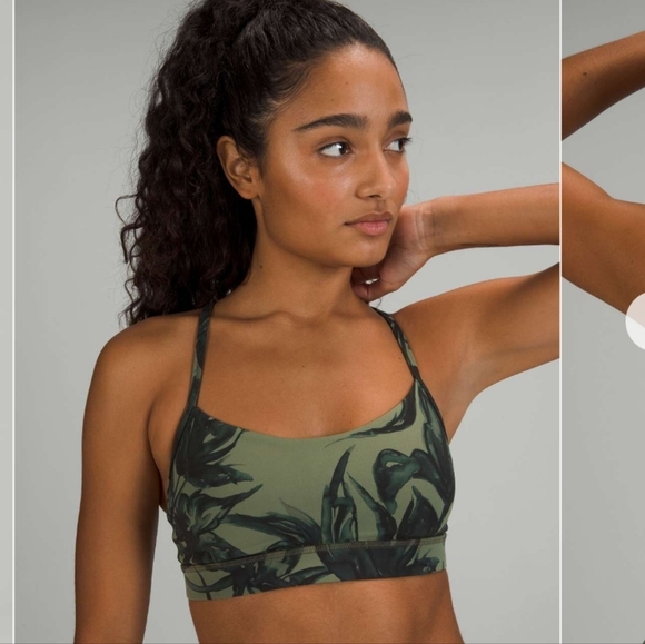 lululemon athletica Other - Lululemon Flow Y Bra Nulu Light Support A–C Cups Botanical Bloom Green Twill sz4